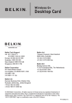 Belkin Wireless G Desktop User manual