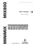 Behringer MIX800 User`s manual