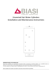 Biasi Unvented Hot Water Cylinders Specifications