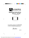 Audiovox FPE1080 Operating instructions