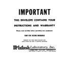 McIntosh 352 Instruction manual