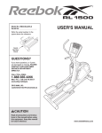 Reebok Rl 10.0 Elliptical User`s manual