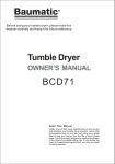Baumatic BCD71 Owner`s manual