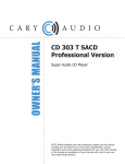 Cary Audio Design CD 303 Owner`s manual