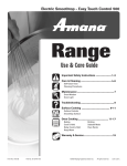 Amana EASY TOUCH CONTROL Easy Touch Control 800 Use & care guide