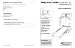 ProForm 790tr Treadmill User`s manual