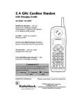 Radio Shack Cordless Room Monitor Owner`s manual