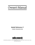 Audio Research Reference 5 SE Owner`s manual