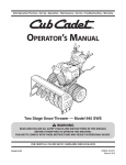 Cub Cadet 945 SWE Operator`s manual