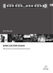 Behringer Sonic Exciter SX3040 User manual