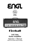 Engl Full Tube Guitar Amplifier Operator`s manual