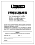 Bally Refrigerators/Freezers/Warmers Owner`s manual