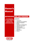 Defy Double door top freezer Owner`s manual