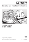 Miele H 4541 Pyrolytic Operating instructions