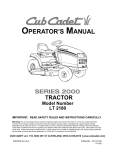 Cub Cadet series 200 LT 2180 Operator`s manual