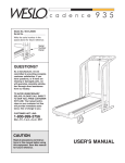 Weslo Cadence 935 User`s manual