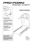 ProForm 505 Cst Treadmill User`s manual