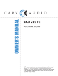 Cary Audio Design CAD 211 AE Owner`s manual