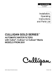 Culligan 2001 Gold Series Operating instructions