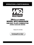 MULTIQUIP MVC-HW Specifications