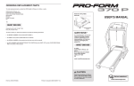 ProForm 370p Treadmill User`s manual