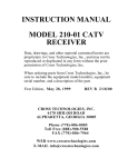 Cross Technologies 210-01 CATV Instruction manual