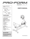 ProForm 425 PCTL93070 User`s manual