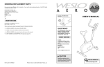 Weslo Aero A8 User`s manual