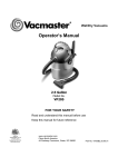 Vacmaster VP205 Operator`s manual