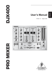 Behringer DJX400 User`s manual