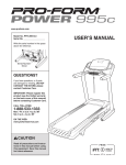 Pro-Form Power 995c User`s manual