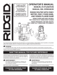 RIDGID R29302 Operator`s manual