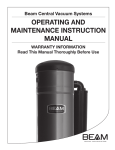 Beam Central Vacuum Systems Instruction manual