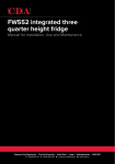 FW552 integrated three quarter height fridge