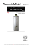 Rheem Gas Heavy Duty Water Heater Models 265 Litre and 275 Litre Specifications