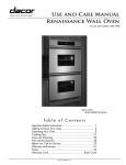 USE ANd CARE MANUAl RENAISSANCE WAll OvEN