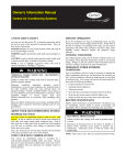 Carrier CENTRAL AIR CONDITIONER Owner`s manual