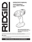 RIDGID R8823 Operator`s manual