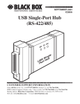 Black Box USB Single-Port Hub IC266A Specifications