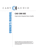 Cary Audio Design CAD 300 SE Owner`s manual