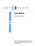 Cary Audio Design CAD-805 Anniversary Edition Owner`s manual