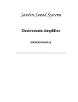 Sanders Sound Systems Electrostatic Amplifier Specifications