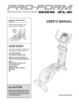 Pro-Form Space Saver 895 ZLE User`s manual