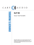 Cary Audio Design SLP 90 Owner`s manual