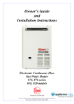 Rheem 874 Series Operating instructions