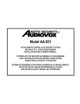 Audiovox AA-931 Installation guide