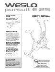 Weslo Pursuit E25 WLEX0996.1 User`s manual