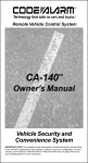 Code Alarm CA-140 Owner`s manual
