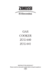 Zanussi GAS COOKER ZCG 640 Specifications