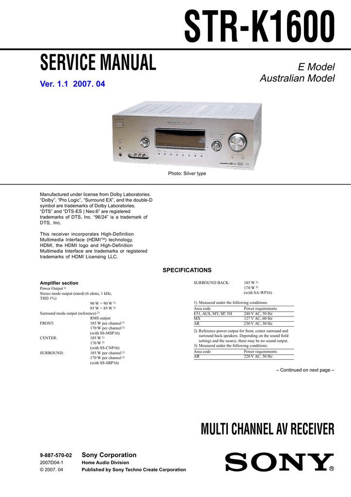 Sony Str K840p Service Manual - kelgsef